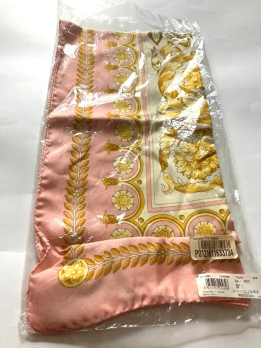 Versace Pink & Gold Barocco Silk Scarf New with Tags from Saks Fifth Avenue